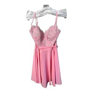 NWT PROMGIRL SIZE 4 EMBELLISHED A-LINE IN PRETTY PINK